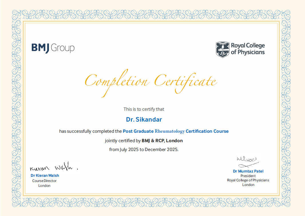 rheuma doctrained certificate